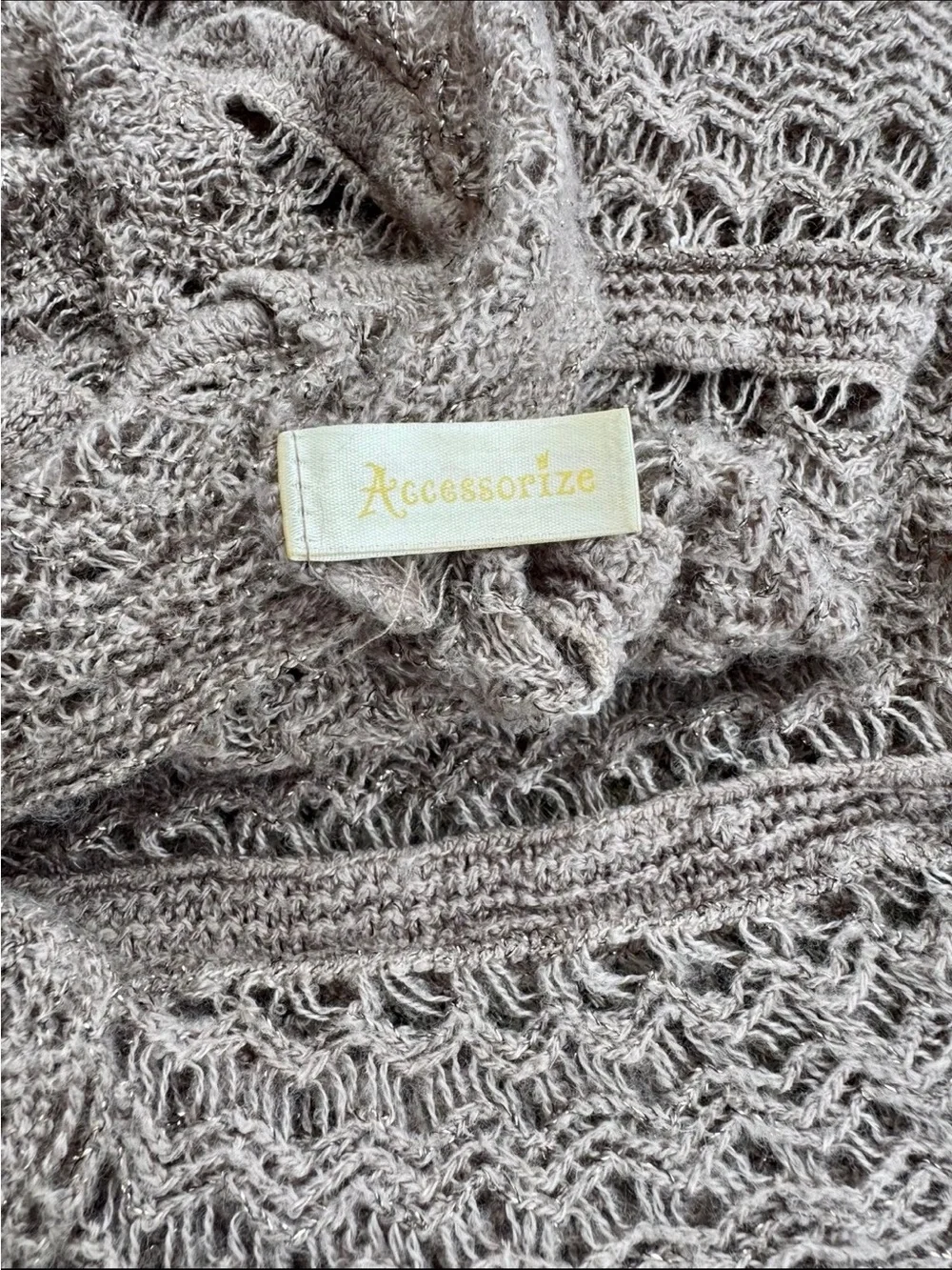 Accessorize Women's knit infinity scarf, metallic thread, neutral color